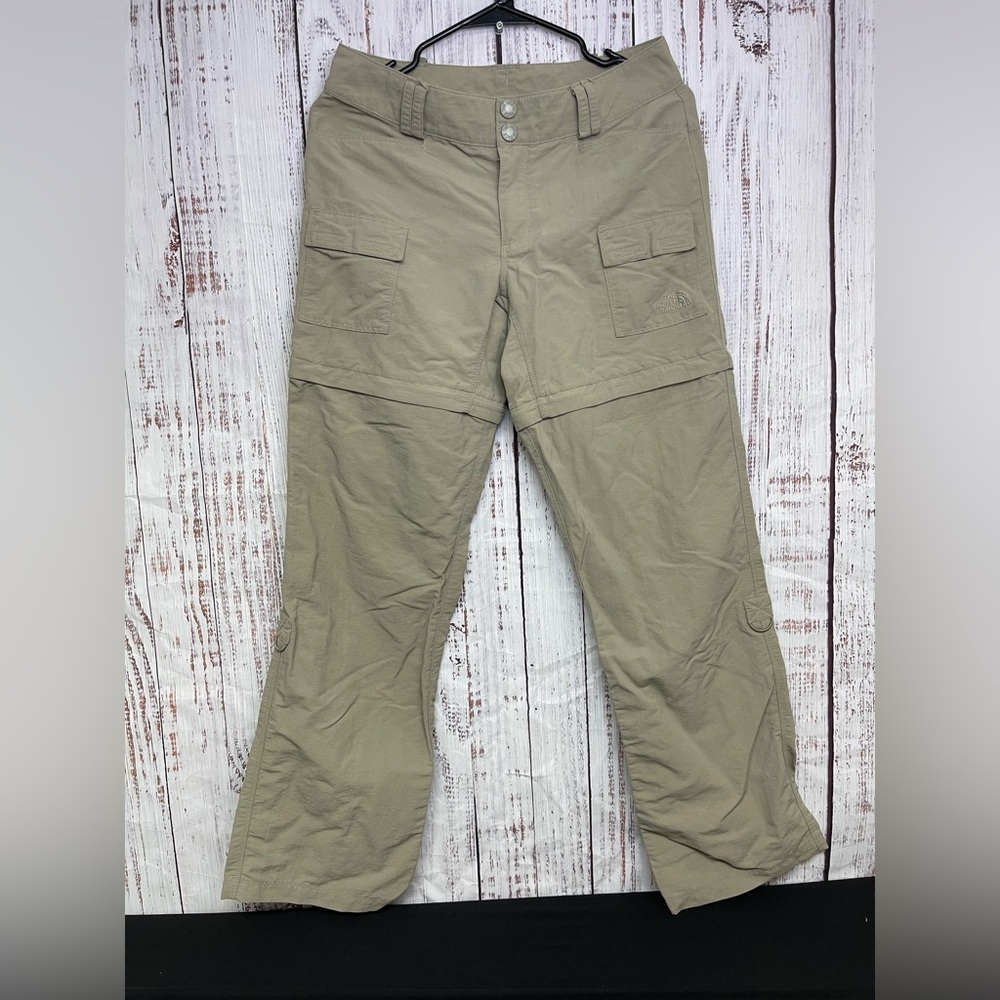 North Face Pants Womens 4 Beige Outdoor Hiking Camping Convertible Cargo Pockets